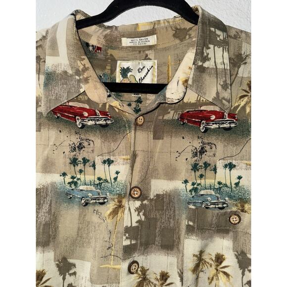 RON CHERESKIN VINTAGE CARS HAWAIIAN BUTTON DOWN SHIRT MENS XXL - Picture 2 of 6